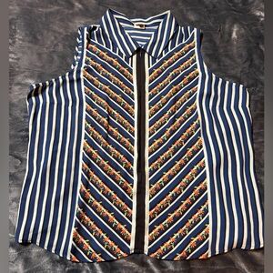 Cabi Chevron Top
Striped Sleeveless Top with Floral Accents